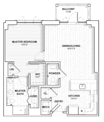 Claremont Charlotte Independent Living Apartment Floor Plan