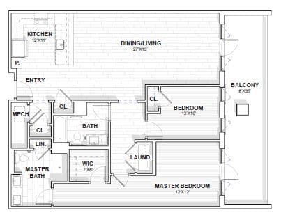 Jefferson Charlotte Independent Living Apartment Floor Plan