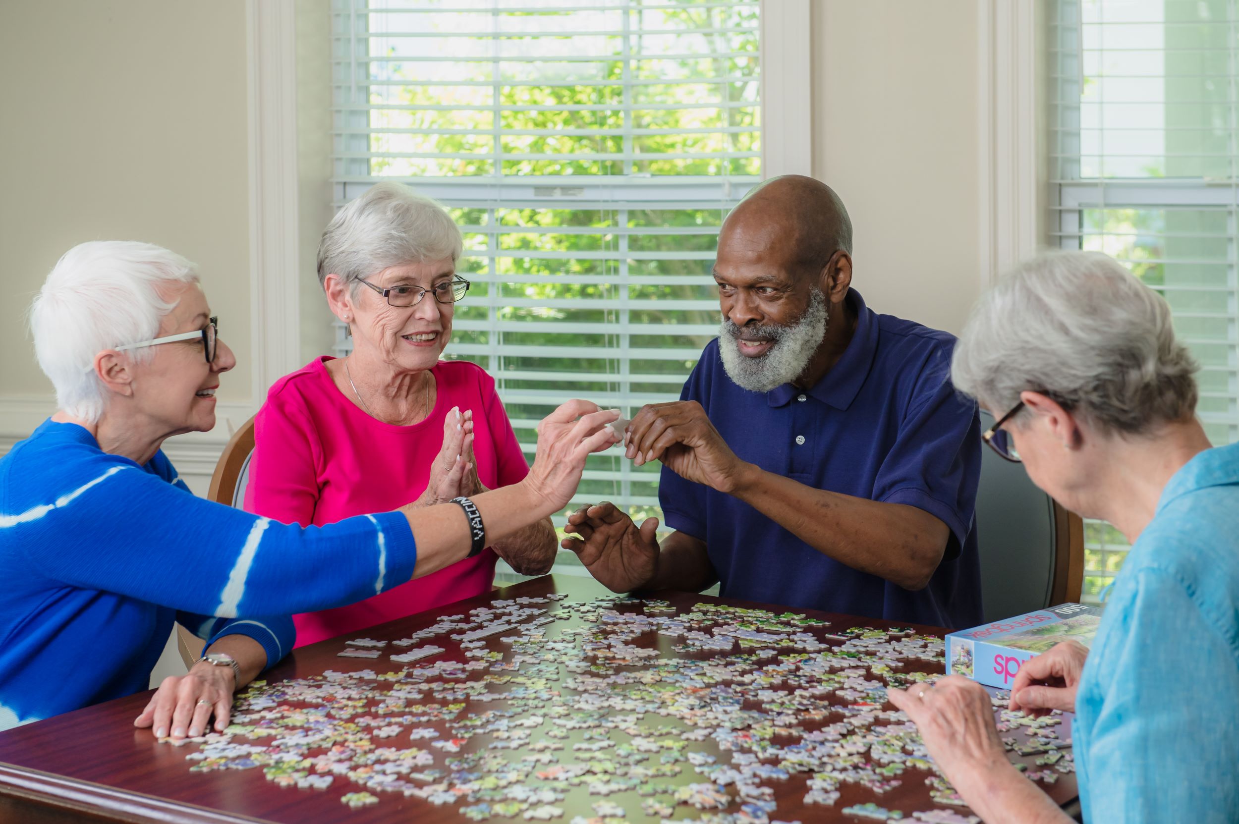 Group of Seniors puzzling